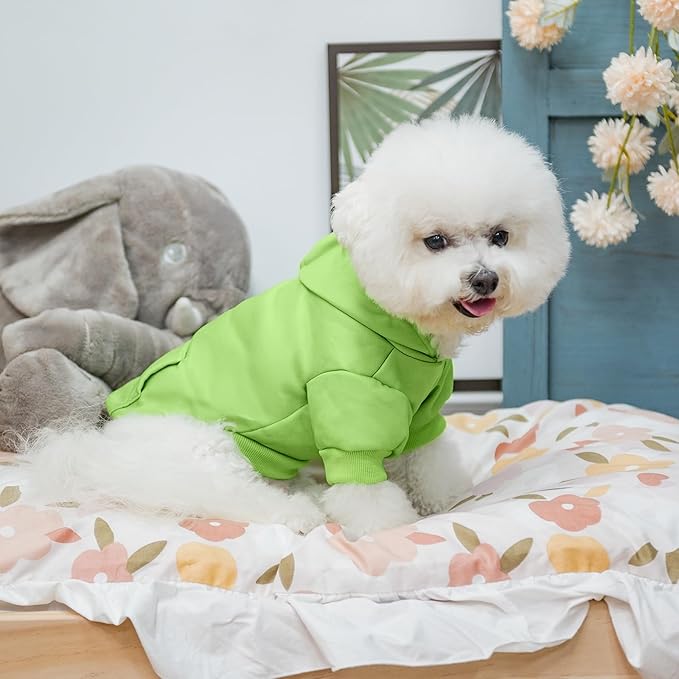 KOOLTAIL Dog Hoodie for Large Medium Small Dogs, Soft and Warm Pet Sweater with Leash Hole and Pocket Boy Girl, Puppy Fall Winter Jacket Clothes, French Pitbull Cold Weather Coat Sweatshirt,Green SM