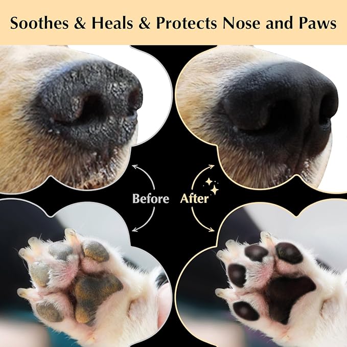 All-Natural Dog Paw Balm for Dogs & Cats | 2 Pack Dog Paw Pad Balm Paw Protector, Moisturizer & Soother for Dry Cracked Paws & Noses | Snout Soother for Dogs (1.23oz*2)