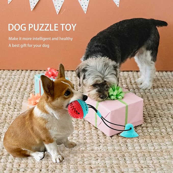 Dog Toys Chew Toys for Aggressive chewers, Puppy Training Treats Teething Rope Toys for Boredom Dog Puzzle Treat Food Dispensing Ball Toys for Puppies Teething (Blue)