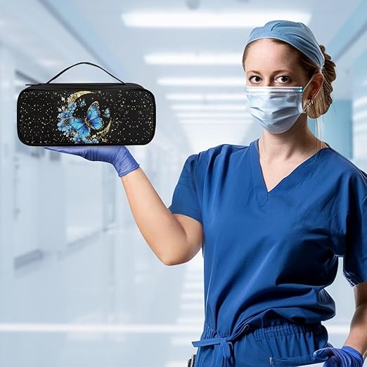 Gomyblomy Stethoscope Case for Classic III, Moon Butterfly Stethoscope Holder Bag with Extra Room for Lightweight II S.E, Cardiology IV Diagnostic, Acoustica Deluxe Stethoscopes