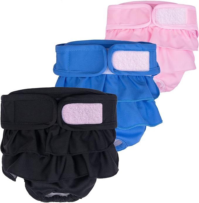 Washable Female Dog Diapers, Puppy Diapers for Dog Period Reusable Doggie Diapers, Highly Absorbent Dog Heat Panties