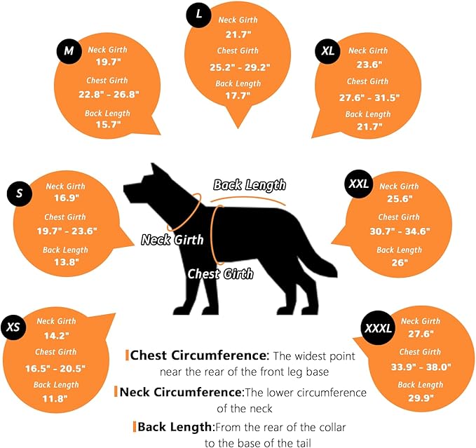 Dog Coat Dogs Jacket Waterproof Reflective Adjustable Dog-Winter Coats for Small/Medium/Large Dogs Dachshund Coat-(Orange, XXX-Large)