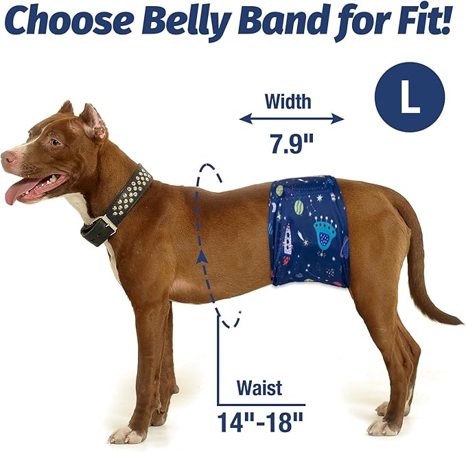 Pet Soft Dog Belly Band - 3 Packs Reusable Dog Diapers Male Doggy Diapers Wraps - Washable Dogs Belly Bands for Male Dogs (Starry Sky, L)