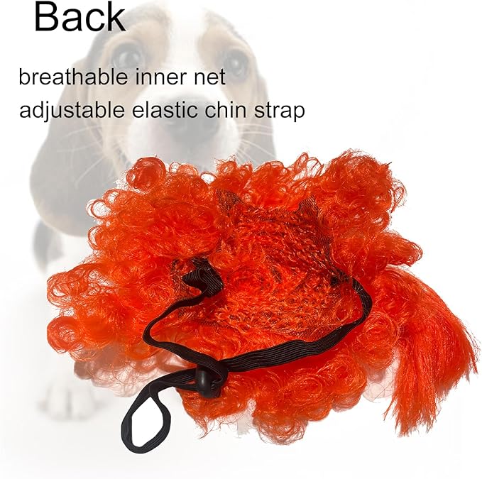 Funny Dog Wig Pet Costumes,Kediciz Cat Costume Synthetic Hairpiece Cosplay Wigs, Headwear for Halloween Christmas Festivals Party Decor, Fancy Dress,Adjustbale Size,Orange Curly