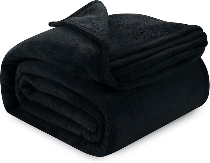 Utopia Bedding Black Fleece Blanket California King Size Lightweight Fuzzy Soft Anti-Static Microfiber Bed Blanket (102x96 Inch)