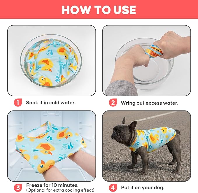 KYEESE 2Pack Dog Cooling Shirt, Breathable Dog Shirt for Small Dogs, Sun Protection Dogs Cooling Vest Tank Top, Lightweight Soft Sleeveless Summer Pet Clothes, Duck+Blue, M