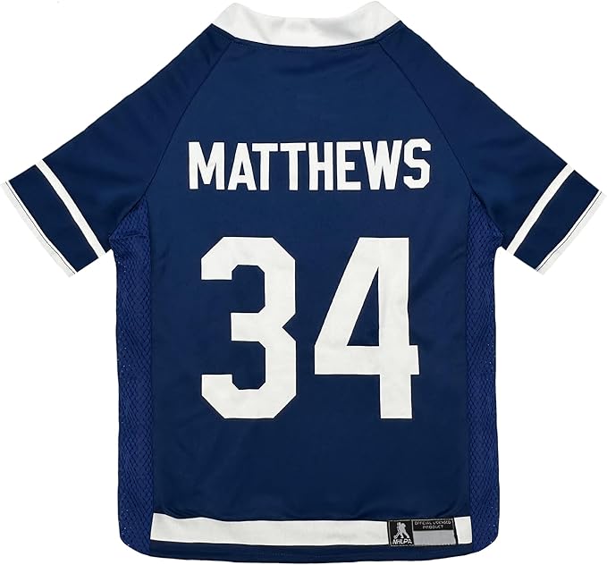 Pets First NHLPA Auston Matthews Mesh Jersey for Dogs & Cats, Toronto Maple Leafs Papi-34 Dog Jersey, Size Medium, Licensed Dog Jersey with Your Favorite Hockey Team Player
