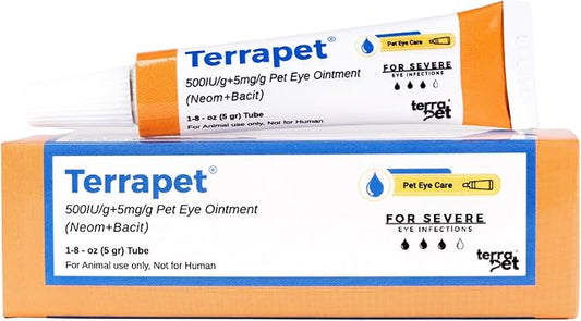 Pet Eye Cream Health for Dogs, Cats, Cattle, Sheep, Horse, Bird 1/8 oz / 5 gr, 1 Tube Gentle Daily Eye Care, Easy Topical Application