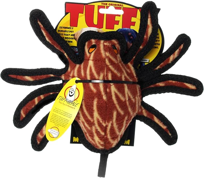 TUFFY - World's Tuffest Soft Dog Toy - Desert - Multiple Layers. Made Durable, Strong & Tough. Interactive Play (Tug, Toss & Fetch). Machine Washable & Floats (Spider, Large 2 Pack)
