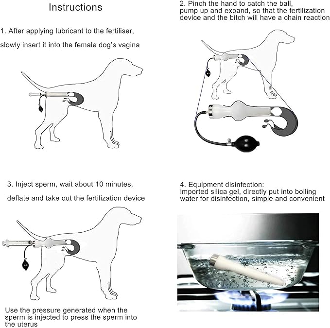 iDili Professional Dogs Artificial Insemina Syringe, Imitation Natural Mating Insemination Artificial Silicone Inseminating Syringe (B: for 20-40KG Dogs)