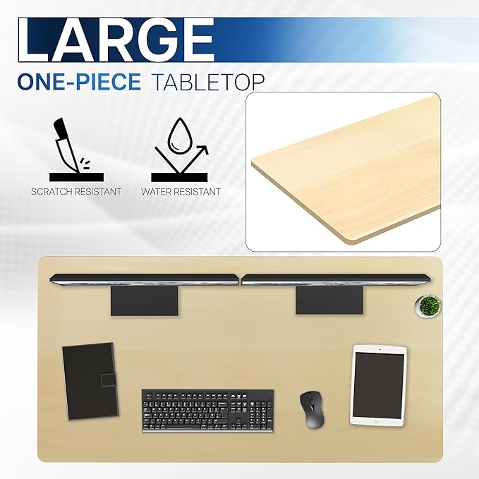 VIVO Universal 55 x 28 inch Solid One-Piece Table Top for Standard and Sit to Stand Height Adjustable Home and Office Desk Frames, Light Wood, DESK-TOP55-28C