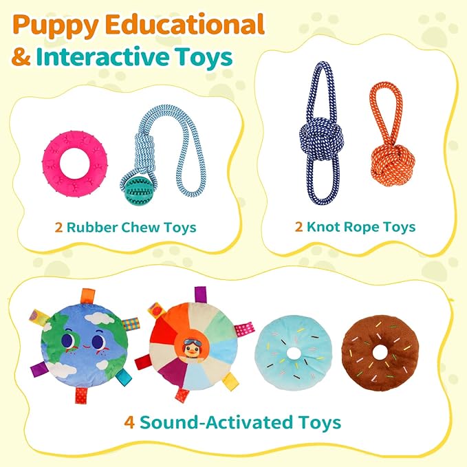 Wooden Puppy Play Gym for Small Dogs, Puppy Jungle Gym with 8 Hanging Toys, Wood Frame Indoor Puppy Gym with Dog Enrichment Toys for Puppies and Small Pets (Pink)