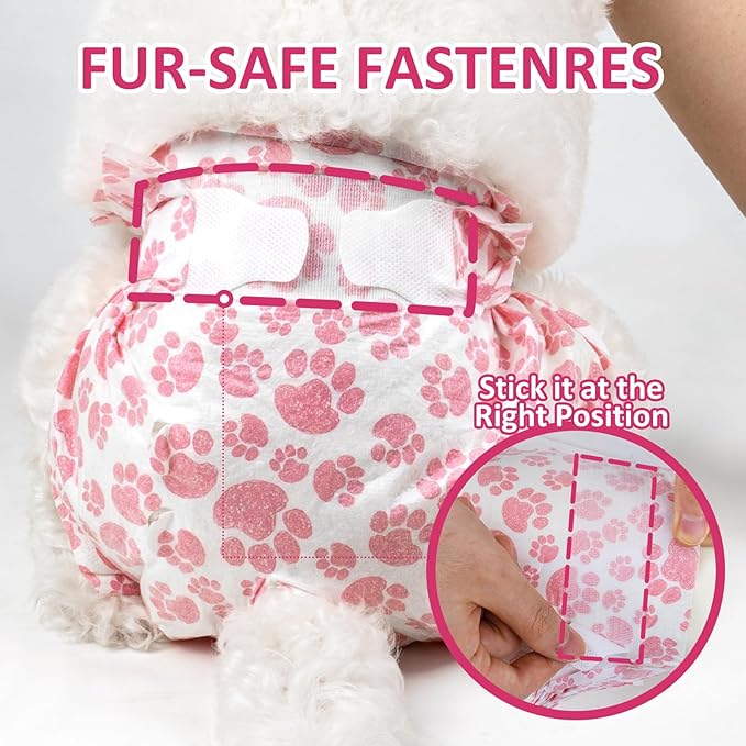 Dono Dog Diapers Female, Disposable Doggie Diapers, Super Absorbent Puppy Diapers with Adjustable Tail Hole, Wetness Indicator for Cats Doggy in Heat Period, Small, 32 Count