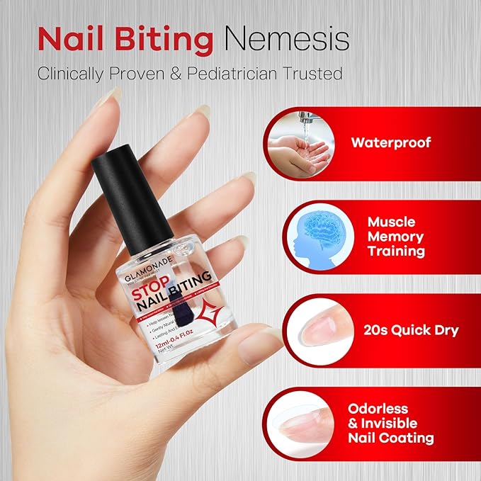 Nail Biting Prevention For Kids: 12ml Extra Bitter No Bite Nail Polish Thumb Sucking Deterrent 48H Long-Lasting Matte Clear Strength Nail Repair for Damaged Nails Care & Habit Breaker Aid