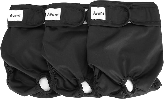 Avont 3 Pack Washable Female Dog Diapers, Premium Reusable Highly Absorbent Doggie Period Panties Durable Dog Diaper Cover -M 3 Black