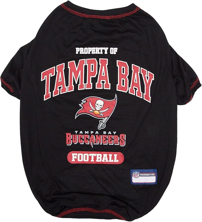 NFL Tampa Bay Buccaneers Dog T-shirt X-Small. - Licensed Shirt for Pets Team Colored with Team Logos- Premium Stretchable Materials for the comfort of your Dog & Cat
