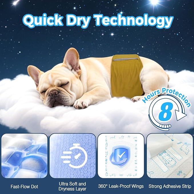 Dog Diaper Liners 150ct, Upgraded Ultra-Thin & Super Absorbent Dog Diapers Booster Pads for Male and Female Dogs, Disposable Doggy Diapers Inserts for Dog Belly Bands Wraps Period Panties (Large)