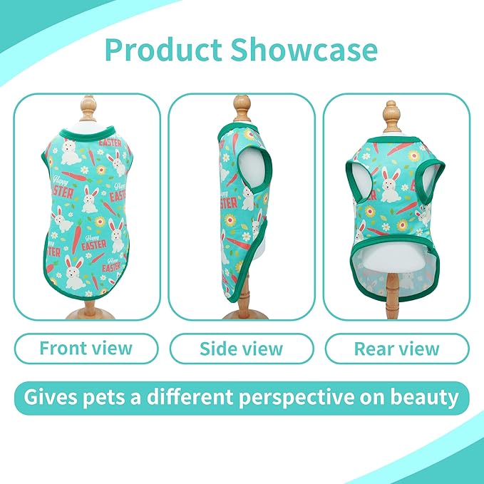 Easter Dog Shirts for Small Dog Girl Boy Male Female Cat Doggie Puppy Sleeveless Tank Top Tee Vest T Shirts Outfit Pack 2