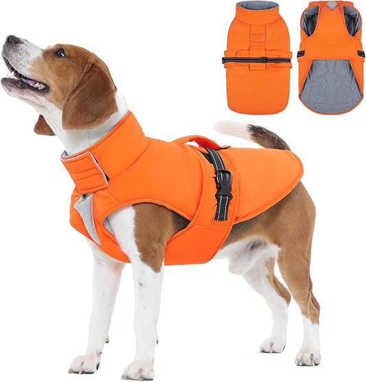 IECOii Dog Coats for Winter Reflective Pet Fleece Vests Windproof Snow Vest Jacket with Buckle Adjustable Pet Coat for Outdoor Hunting, Walking, Waterproof Snow Jackets for Pitbull, Pink, Size XL