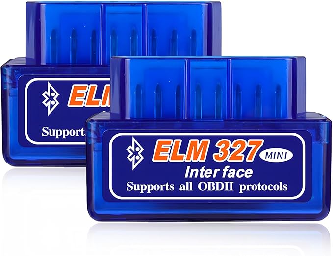 Sun Walker 2 PCS ELM327 OBDII Car Auto Diagnostic Scanner, Professional ELM327 Interface Bluetooth Failure Detector, Mini Wireless Engine Fault Code Reader Compatible with OBD2 Vehicles