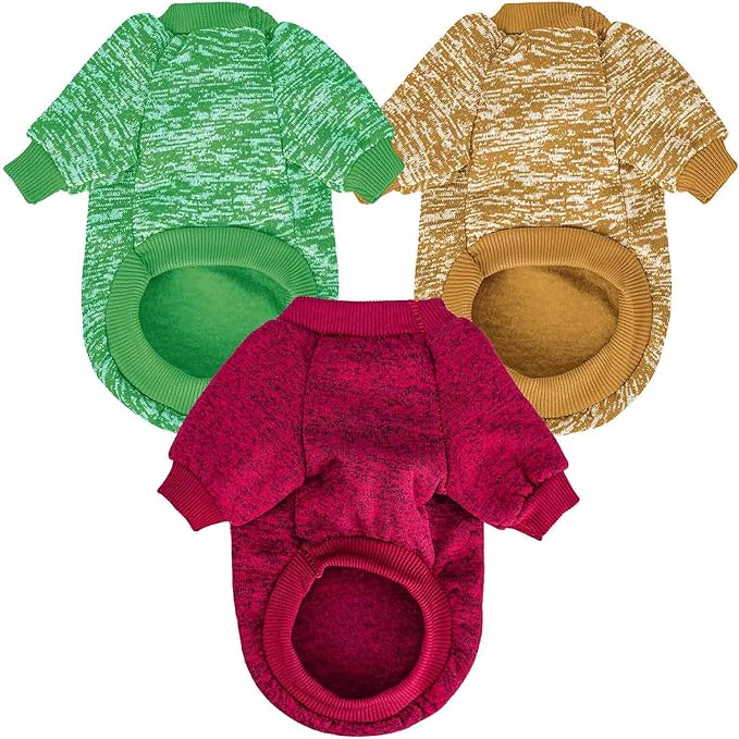 Dog Sweater, Dog Sweaters for Small Dogs, 2, 3 Pack Warm Soft Pet Clothes for Puppy, Medium Large Cat, Dogs Girl or Boy, Dog Shirt for Winter Christmas (Red+Green+Coffee, Medium)