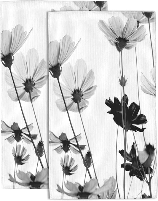Pink Cosmos Flowers Hand Towels for Bathroom Set of 2 Hand Bath Towels Soft Absorbent Decorative Hand Towel for Bathroom Kitchen Yoga Home Decor 14 x 28 in