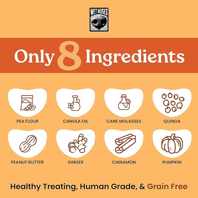 Wet Noses Organic Crunchy Dog Treats Grain Free – All-Natural, Human-Grade, Non-GMO, Healthy Training & Delicious Snacks for Dogs, for All Dog Sizes & Breeds – Pumpkin & Quinoa, 14oz (2 Pack)