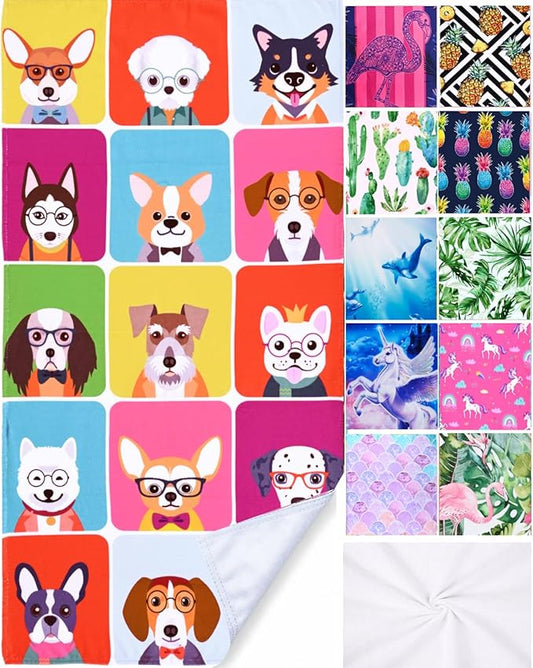 LIVILAN Dog Beach Towel, Playful Pups Design, Soft Quick-Dry Microfiber, Sand-Free 30" x 60" Oversized for Pool, Bath, Swim, Ideal for Women, Girls, Kids, Perfect Home Decor & Gift