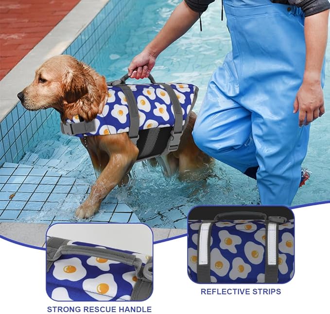 Doglay Dog Life Jacket, Dog Life Vest for Swimming Boating, Adjustable Puppy Life Jacket with Reflective Stripes, Superior Buoyancy Pet Swimming Vest for Small Medium and Large Dogs