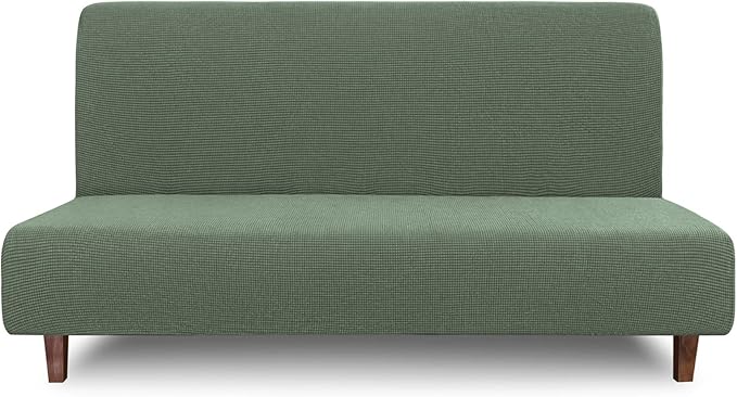 Easy-Going 100% Waterproof Futon Cover, Dual Waterproof Couch Cover for Futon, Stretch Jacquard Sofa Cover, Leakproof Furniture Protector for Kids, Pets, Dog and Cat (Medium, Grayish Green)