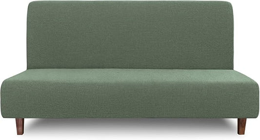 Easy-Going 100% Waterproof Futon Cover, Dual Waterproof Couch Cover for Futon, Stretch Jacquard Sofa Cover, Leakproof Furniture Protector for Kids, Pets, Dog and Cat (Medium, Grayish Green)