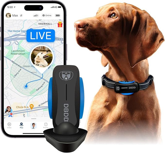 AI GPS Tracker for Dogs (30lbs+), Real Time Location and AI Vet Health Management, Electronic Fence, Waterproof, iOS and Android Universal (D5-Black)