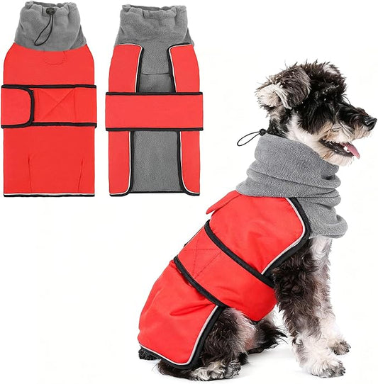 KOOLTAIL Dog Snow Jacket Winter Coat for Small Medium Dogs, Waterproof&Windproof Puppy Jacket with Fleece Lining and High Collar for Cold Weather, Warm Pet Snowsuit Vest Clothes with Leash Hole, Red S