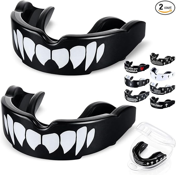 Yaomiao 2 Pcs Cross Mouth Guards Christian Teeth Armor Sport Game Guard & Case Religious Mouth Guard Football Basketball Baseball Wrestling Lacrosse Rugby Boxing Taekwondo