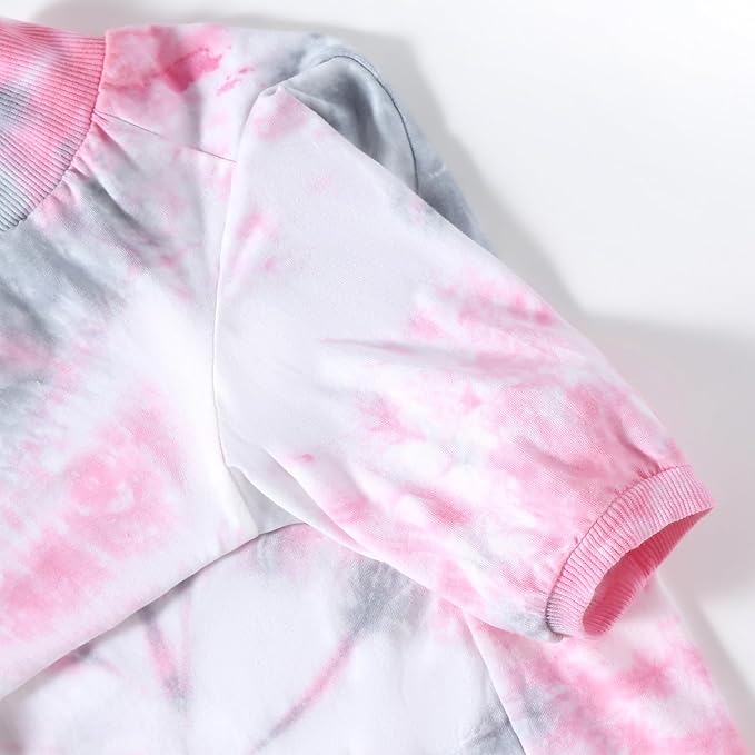 Dog Cotton Pink Tie Dye T-Shirts Soft and Stretchy Breathable Pet Shirt Pajamas Pets Clothes for Large Dogs,Large Pink Tiedye