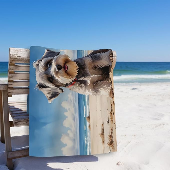 Schnauzer Dog Beach Towel, Schnauzer Gifts Pool Towels, Schnauzer Decor Sand Towel Large Bath Towels Gifts for Women Men, Schnauzer Gifts for Women, Mini Schnauzer Gifts, 29x60in