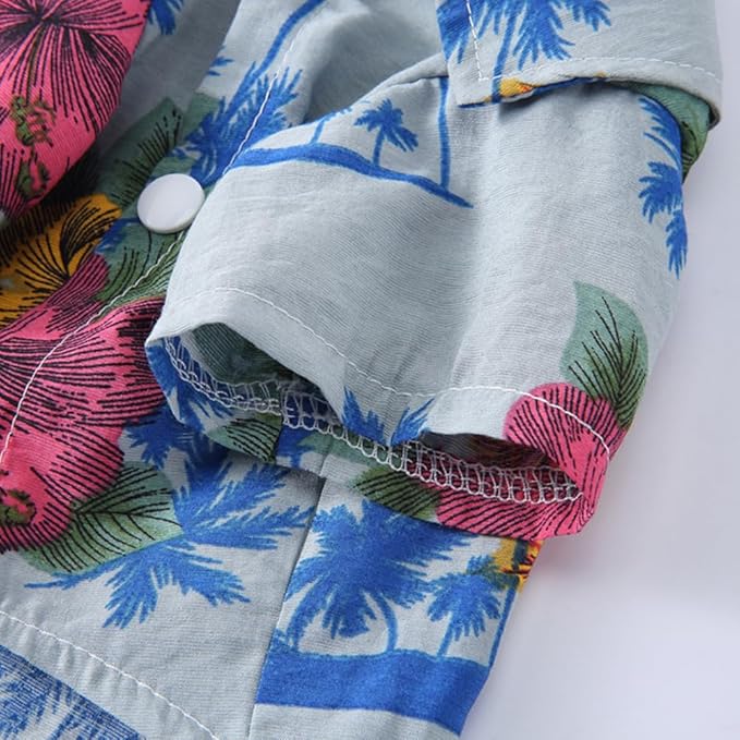 Tangpan Summer Pet Daisy Hawaiian Beach Plaid Print Shirts Clothes for Dog (Y Blue, X-Small)