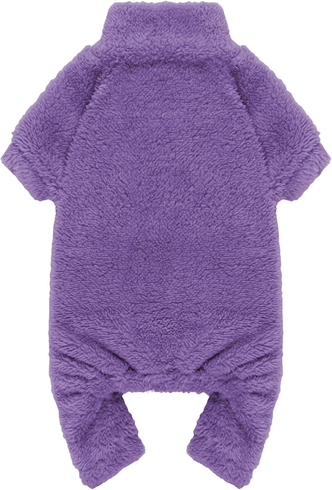 Fuzzy Dog Pajamas Turtleneck Pet Clothes Warm Soft Cozy Lightweight Pet Pjs Dog Sweaters for Small Dogs(Purple-XXS)