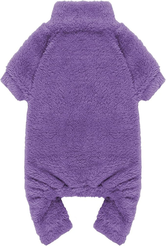 Fuzzy Dog Pajamas Turtleneck Pet Clothes Warm Soft Cozy Lightweight Pet Pjs Dog Sweaters for Small Dogs(Purple-XXS)