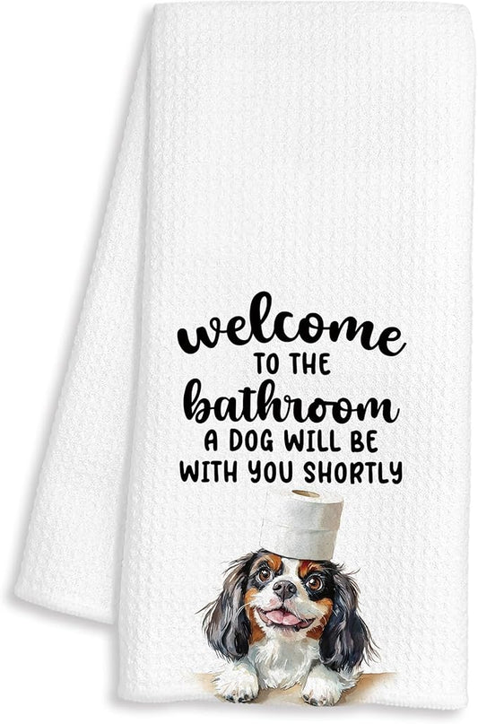 Funny Cavalier King Charles Spaniel Hand Towels for Bathroom Decor, King Charles Cavalier Gifts, Dog Lover Gifts Decorative Hand Towels for Bathroom Restroom Room, 16x24 Inch