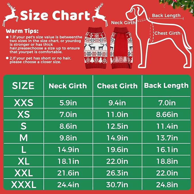 Christmas Dog Sweaters for Small Medium Large Dogs and Cats,Pet Soft Warm Holiday Outfit Girl & Boy,Pup Winter Clothes Turtleneck Double Knitting Collar for Outdoors Playing (Deer, M)