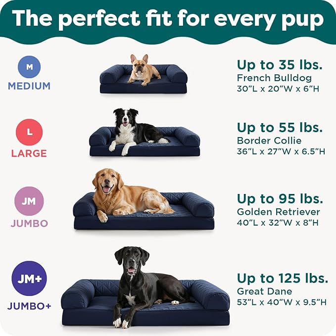 FurHaven Classic Sofa Orthopedic Dog Bed for Large Dogs With Orthopedic Egg Crate with a Solid Orthopedic Foam Base for Joint Support, Removable Washable Cover, Jumbo XL, Quilted Sofa, Coffee