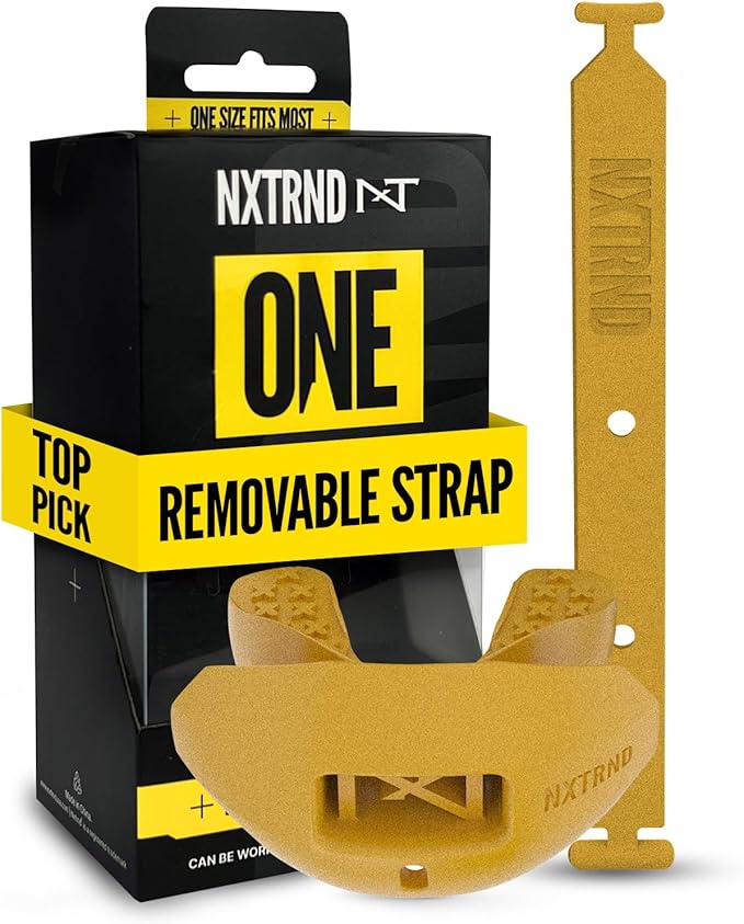 Nxtrnd One Football Mouth Guard, Strap Included, Fits Adult & Youth (Gold)