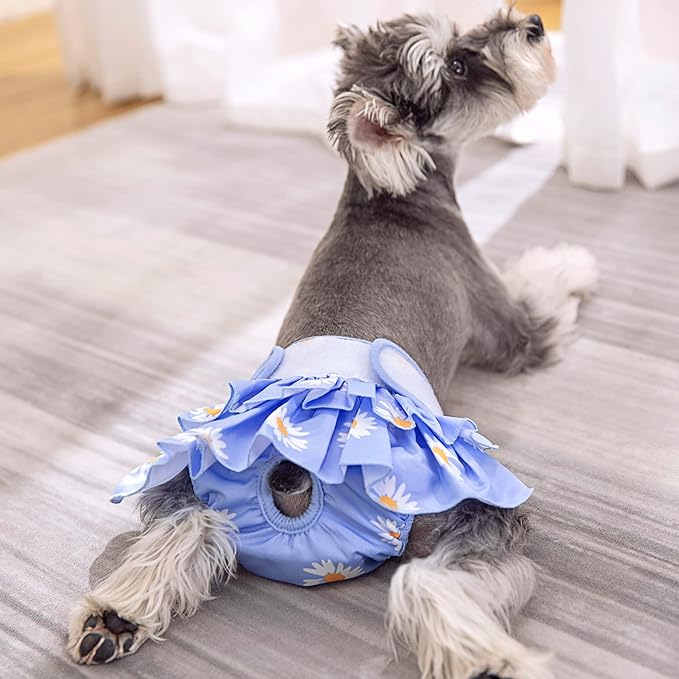 Washable Female Dog Diapers, Durable Pet Skirt for Dog Dress, Reusable Pet Diapers and Puppies Dogs Heat Panties for Girl Dogs Menstrual Periods (Large Size, 3 Packs)