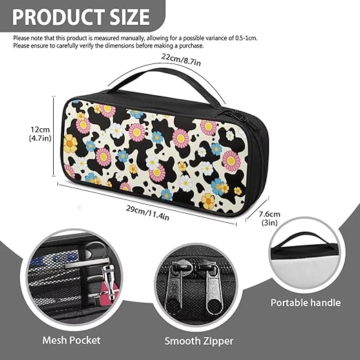 Gomyblomy Daisy Cow Print Stethoscope Case for Nurse and Doctors, Fit for Most Stethoscopes, Large Stethoscope Holder Organizer Bag for Medical Accessories, Shockproof