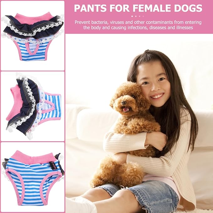 Washable Female Dog Diaper Comfortable Pet Physiological Pants for Heat Cycle Incontinence Puppy Training Medium 6.69X9.44In