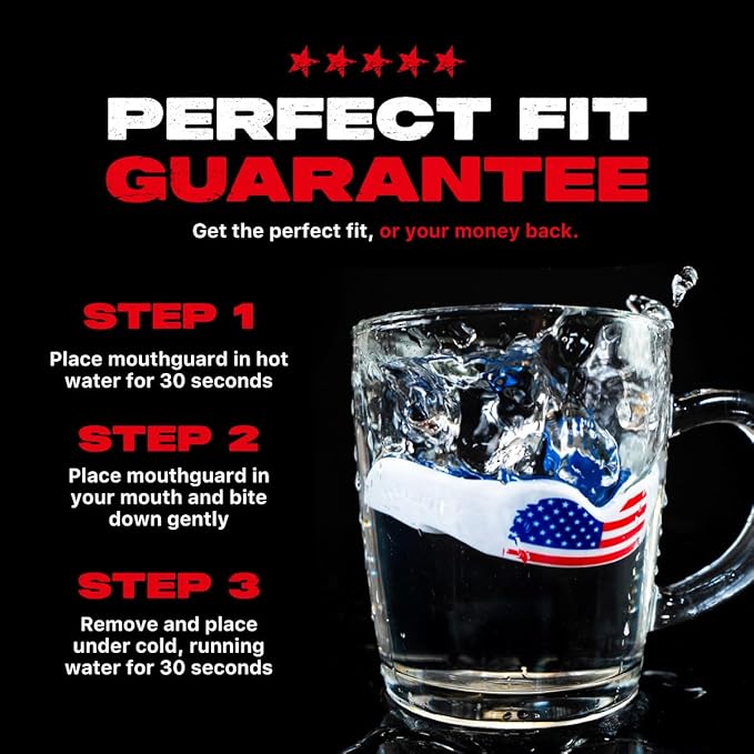 SAFEJAWZ Mouth Guard, Dual Layer Mouthguard for Adults with Case, Easy Fit Remoldable Mouthpiece for Football, Boxing, Lacrosse, MMA, Basketball & All Contact Sports (Adult 12+ Years, American Flag)