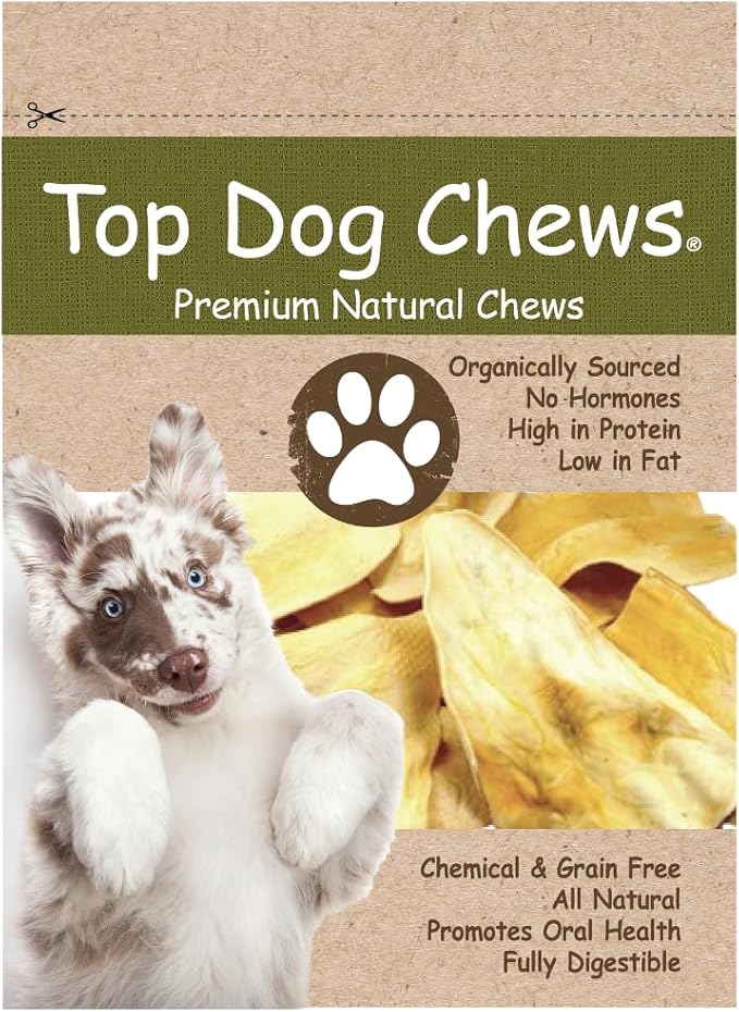 Top Dog Chews - Full Size, Thick Cut, Cow Ears Dog Treats, 100% All Natural, Rich in Protein and Flavor, Healthy & Delicious Chews, Rawhide Alternative (Pack of 10)