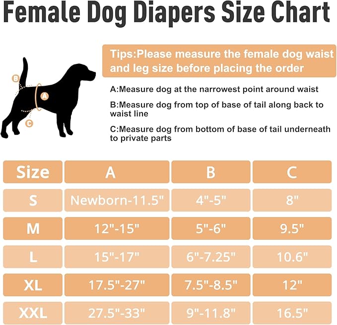 Washable Female Dog Diapers 5 Pack,Reusable Diaper for Doggie,Highly Absorbent Dog Diaper,Adjustable Leakproof Puppy Diapers Skirt for Heat,Incontinence,Period Doggy Nappies