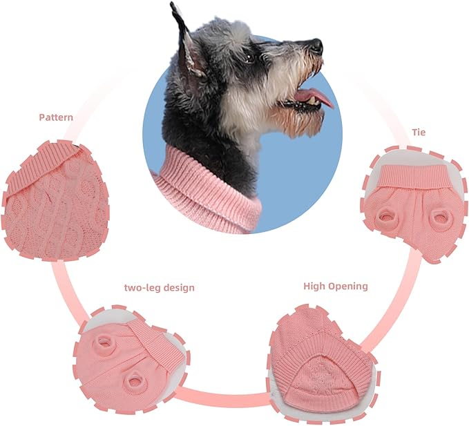 Dog Warm Winter Sweater MengMengDa Pet Clothes Puppy Knitwear for Small to Medium Dog Outfits (Pink XL)